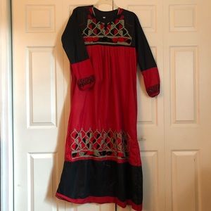 Hand Embroidered Long Sleeve Dress (fits 1X-3X)